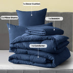 5-Piece Comforter Set – Reversible Quilted Down Alternative Bedding Set with Pillow Shams, Bed Skirt & Cushion | All Season | Twin, Queen, King
