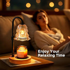 2/4-Pack Candle Warmer Lamp with Wooden Base & Glass Shade, Dimmable 12-Hour Timer, Height & Brightness Adjustable Wax Warmer for Jar Candles, Home Decor Gift for Wife, Mom & Friends (Bulb Not Included)