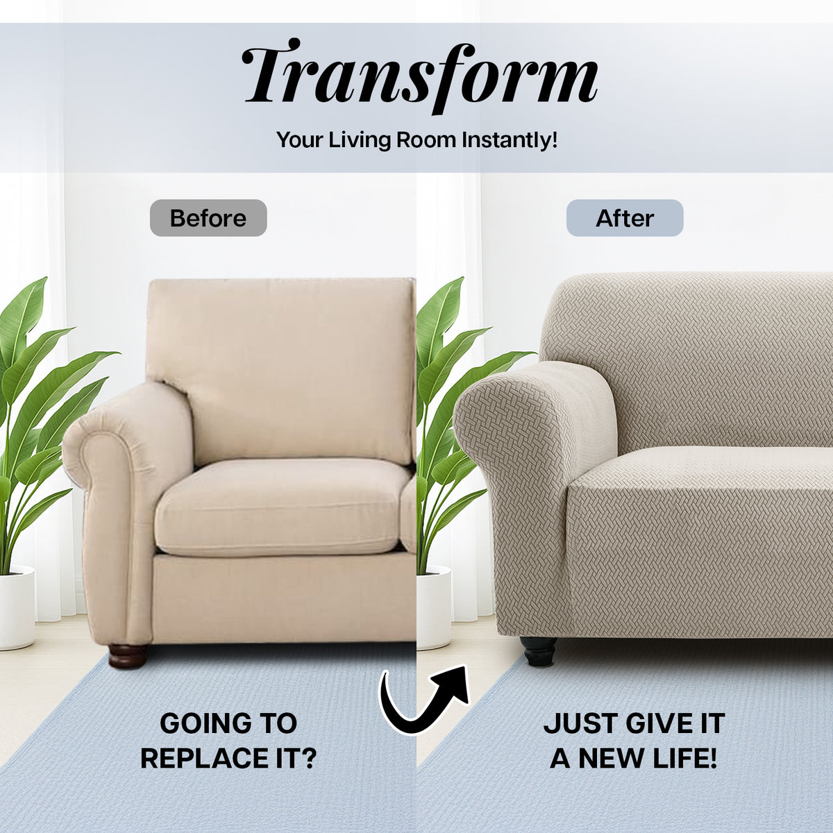 Elastic Stretch Sofa Cover Spandex – Non-Slip Couch Slipcover, Pet-Friendly, Machine Washable, All-Season, 7 Colors, 1/2/3 Seater, Living Room Bedroom Office Home Decor