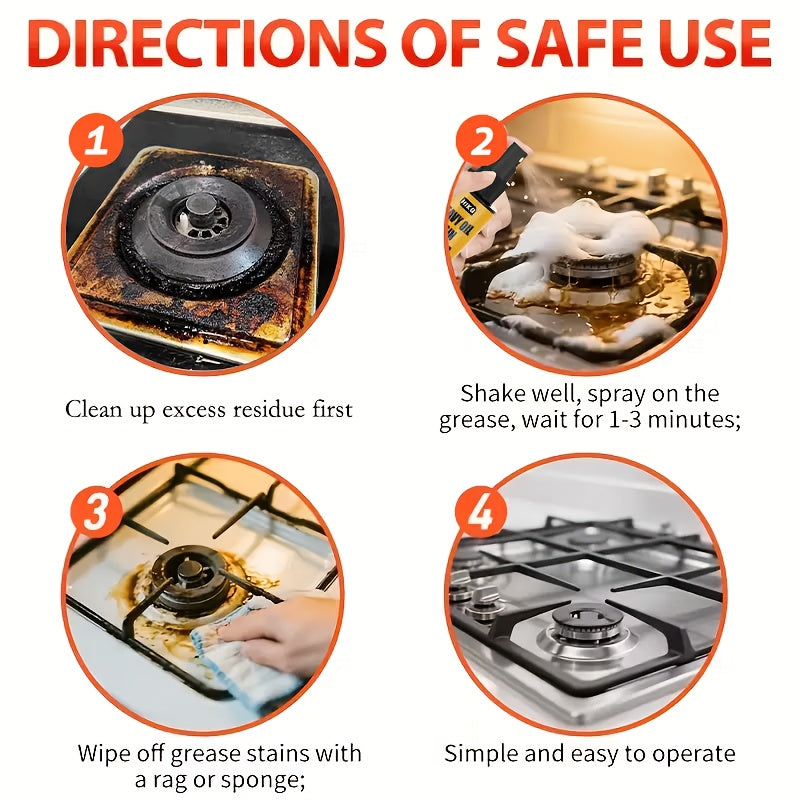 Heavy Duty Oven and Metal Cleaning Spray Powerful Degreaser for Stubborn Grease on Ovens Stovetops Pots Pans Fast-Acting Formula with Towel 1.69 oz