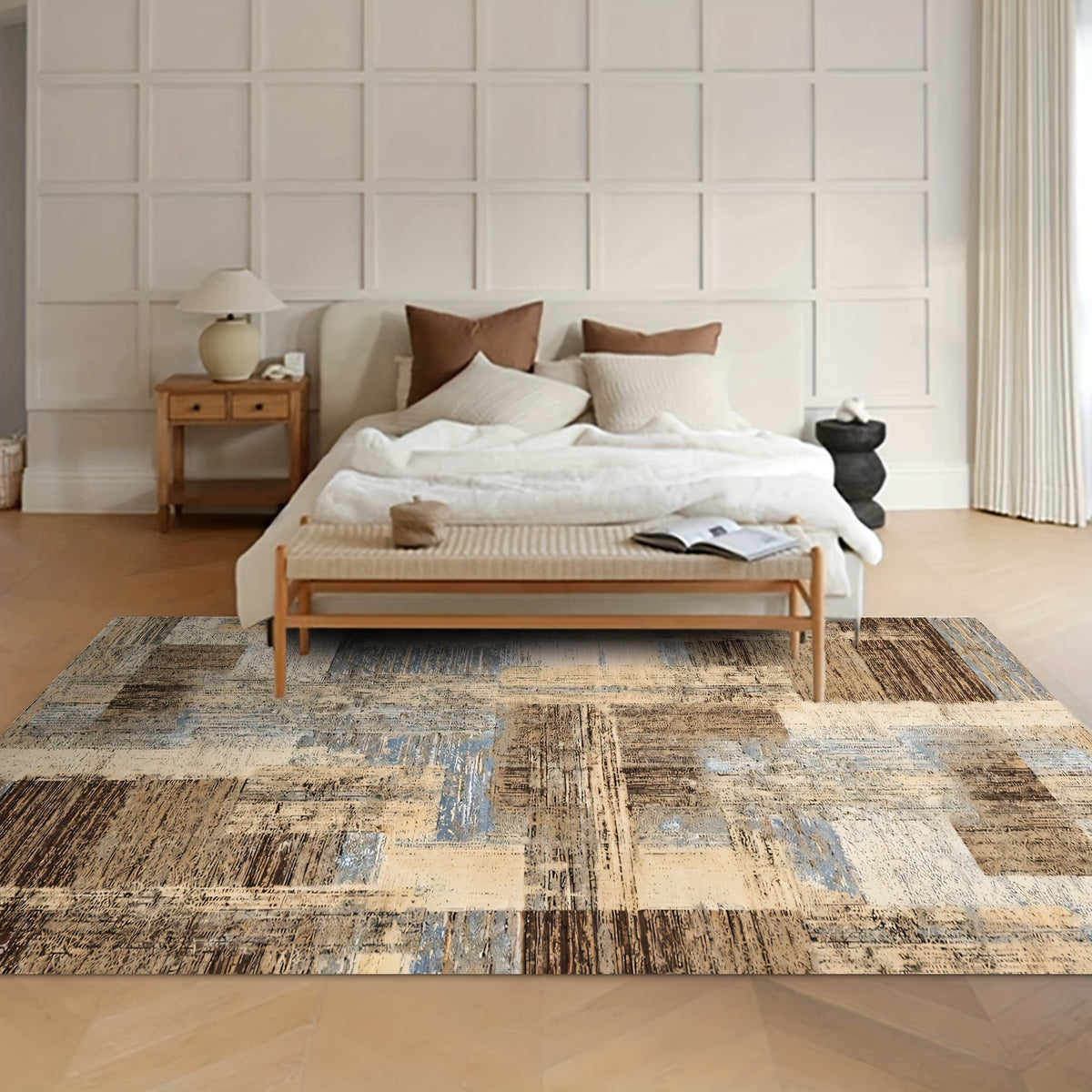 Abstract Area Rug for Living Room Indoor Outdoor - Retro Ink Watercolor Design, Anti-Slip Backing, Four Seasons Durable Floor Mat, Multiple Sizes