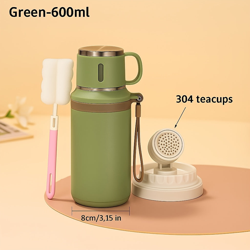 Vacuum Insulated Water Bottle 600ml 316 Stainless Steel Double Wall – Leak-Proof Lid with Handle for Travel, Gym, Office & Outdoors