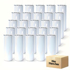 25pcs 20oz Stainless Steel Double Wall Insulated Sublimation Tumbler Bulk Set with Lids & Straws - Minimalist Leakproof Reusable Cup for Office Camping Students | Nuvia Haven