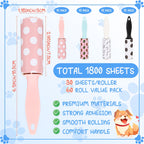 Mini Lint Rollers 60pcs Bulk Pet Hair Remover Portable Travel Size Sticky Roller for Clothes Furniture Car Seats 4 Colors 4 Patterns Polka Dots Stripes Paw Prints