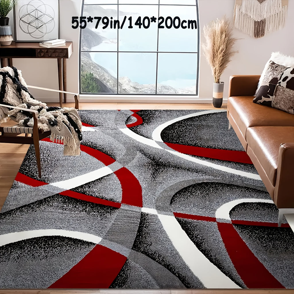 Christmas Area Rug Abstract Geometric Non-Slip Machine Washable – Holiday Decor Accent Rug for Living Room, Bedroom, Kitchen, Dining Room & Outdoor