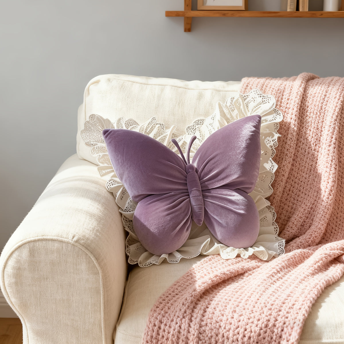 Butterfly Shaped Throw Pillow Cute Decorative Bow Pillow for Bed Sofa – Soft 3D Accent Pillow for Girls Bedroom Home Decor