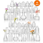 Glass Bud Vases Bulk Set 64 Pieces Multi-Size – Clear Flower Vases for Wedding Centerpieces, Home Table Decor & Bridal Party