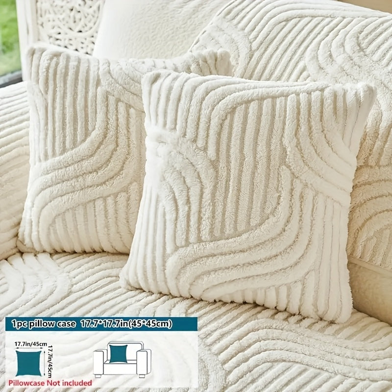 Cashmere Velvet Non-Slip Sofa Cushion Cover – Pet-Resistant Silicone-Backed Slipcover for Sofa Loveseat Recliner Chair Living Room Bedroom Office