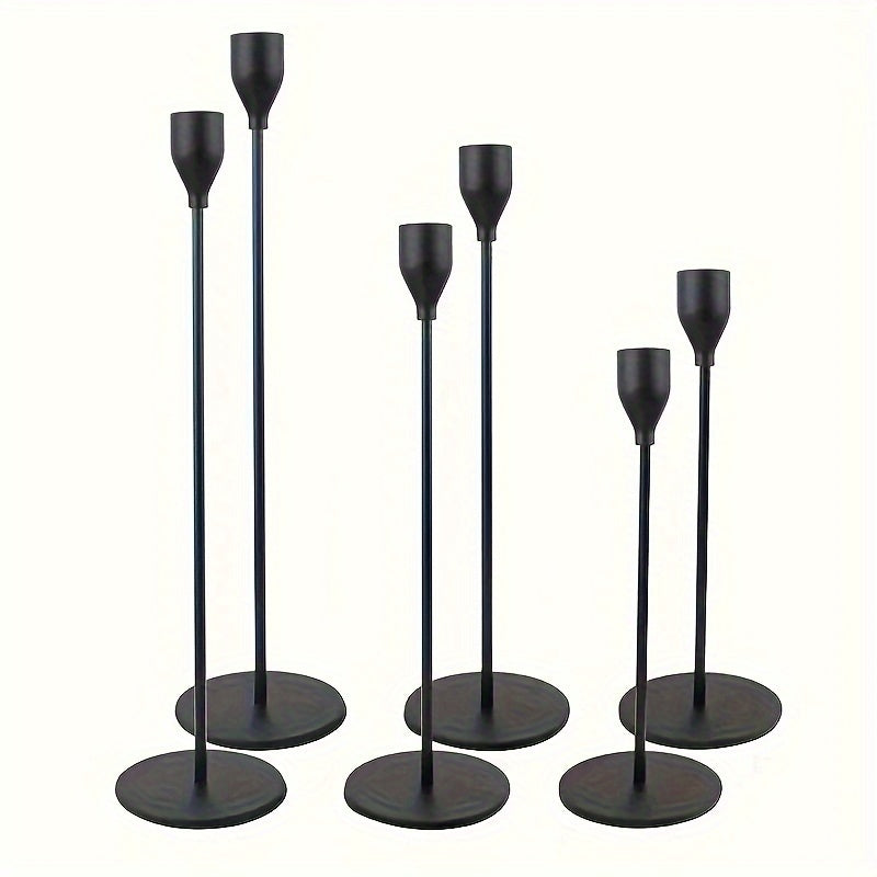 Candlestick Holders Set of 6 Pink & Gold Taper Candle Holders Decorative for Home Decor Weddings Dining Table Parties Anniversaries Elegant Centerpiece