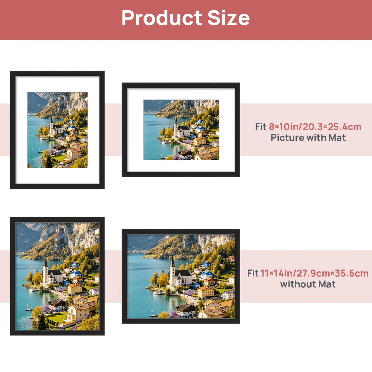 Black Picture Frames 11x14 Bulk Set 10pcs – Fits 8x10 with Mat or 11x14 Without, HD Acrylic Cover, Easy Wall Mounting, Multi Photo Frame Collage for Home, Office & Gallery Wall Display
