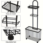 Freestanding Toilet Paper Holder with 6 Extra Roll Storage – Durable 304 Stainless Steel Oiled Bronze Stand, Space-Saving Bathroom Toilet Paper Storage Organizer, Easy Assembly