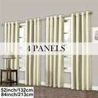 Room Darkening Blackout Curtains 4-Pack – Grommet Top Plain Weave Sun Blocking Drapes for Living Room & Bedroom, 9 Colors, 7 Size Options, Woven Polyester