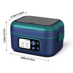 Cordless Electric Heating Lunch Box 1.5L/50.72oz - 304 Stainless Steel, 24000mAh Rechargeable Battery, Adjustable Temp & Timer, Office Picnic Car Travel, Fork Spoon Divider Included, Black White Yellow Blue