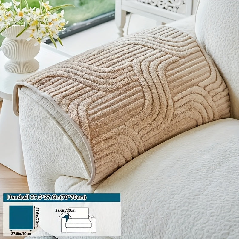 Cashmere Velvet Non-Slip Sofa Cushion Cover – Pet-Resistant Silicone-Backed Slipcover for Sofa Loveseat Recliner Chair Living Room Bedroom Office