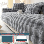 Faux Rabbit Fur Plush Sofa Cover Thick Milkskin Split Slipcover Cozy Winter Warmth Pet Friendly Machine Washable 1 2 3 4 Seater Living Room Bedroom Office