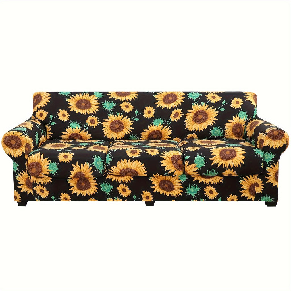 Boho Floral Sofa Slipcover Set with Separate Seat Cushion Covers – Washable Stretch Couch Cover for Armchair Loveseat Sofa, Drawstring Fit, Pet Friendly, 6 Colors