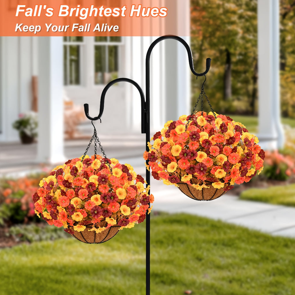 UV-Resistant Artificial Hanging Flowers with Container – Fake Petunia Hanging Plants in 6 Colors, Realistic Faux Blooms for Outdoor Garden, Patio, Porch, Balcony Railing, Wedding & Mother’s Day Decor