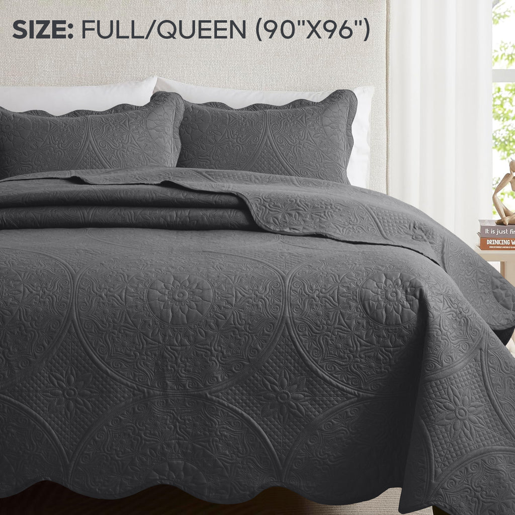 Luxury Quilted Bedspread Set 3 Piece Floral Coverlet with Pillow Shams Breathable Lightweight All Season - Twin Queen King California King 16 Colors