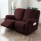 Jacquard Stretch Recliner Sofa Cover – Big Leaves Pattern, 1/2/3 Seater & Loveseat with Console, Winter Insulation Soft Washable, 6 Colors