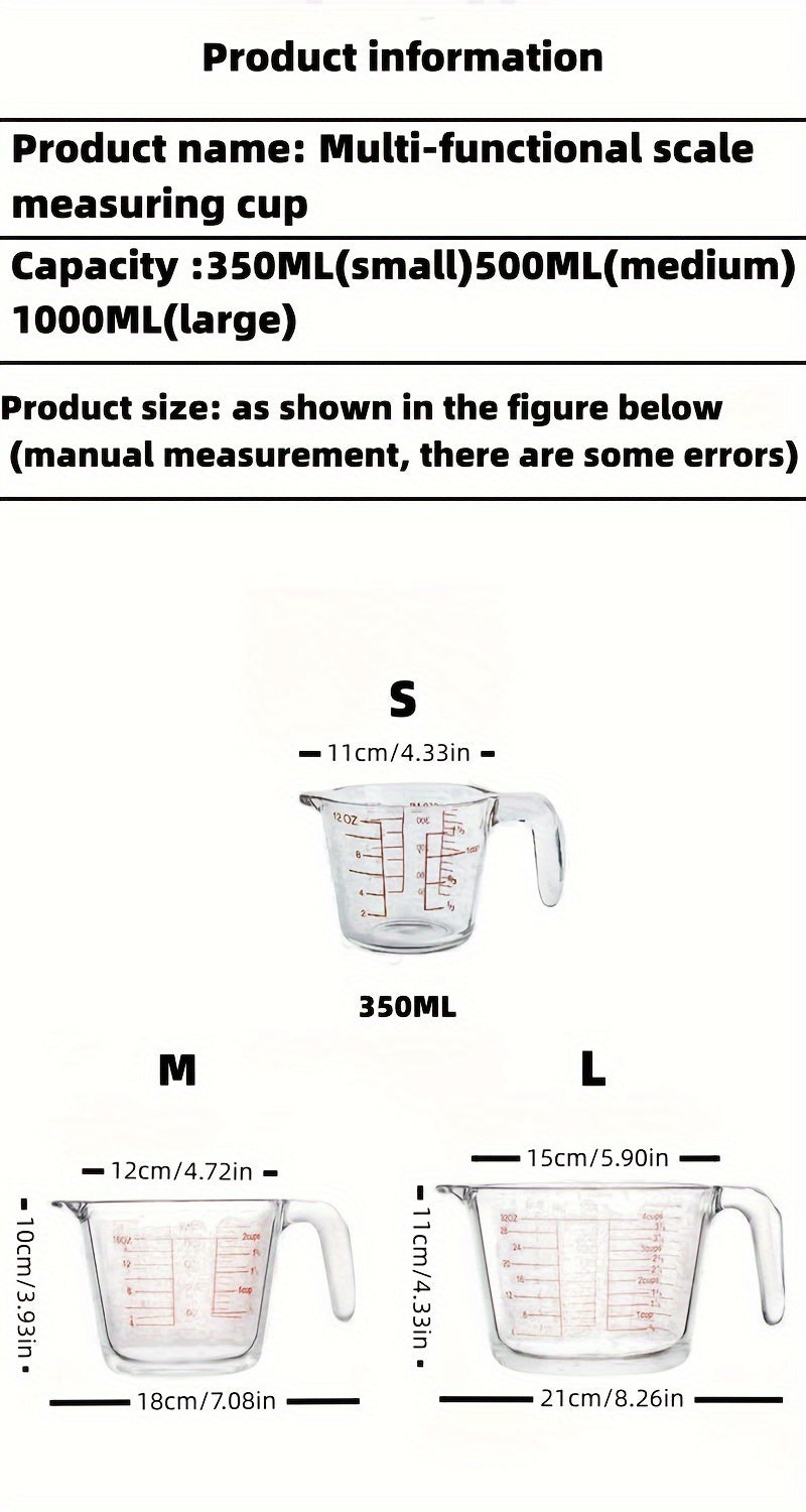 Glass Measuring Cup Set - Borosilicate Tempered Glass, 4-Piece or 9-Piece with 100ml Espresso Cups, Essential Kitchen Measuring Tools