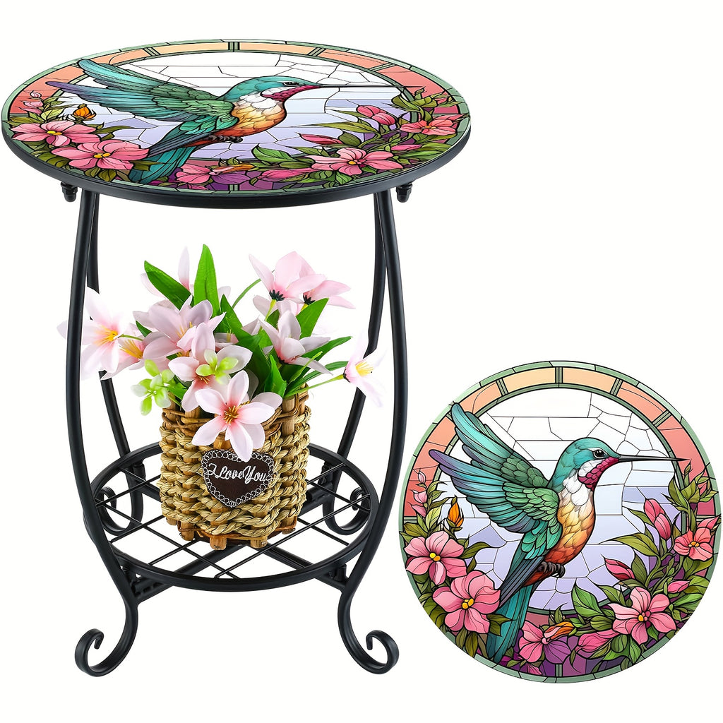 13.5 Inch Round Side Table Indoor Outdoor – Space-Saving Modern Accent Table for Patio Balcony Living Room Sofa Garden