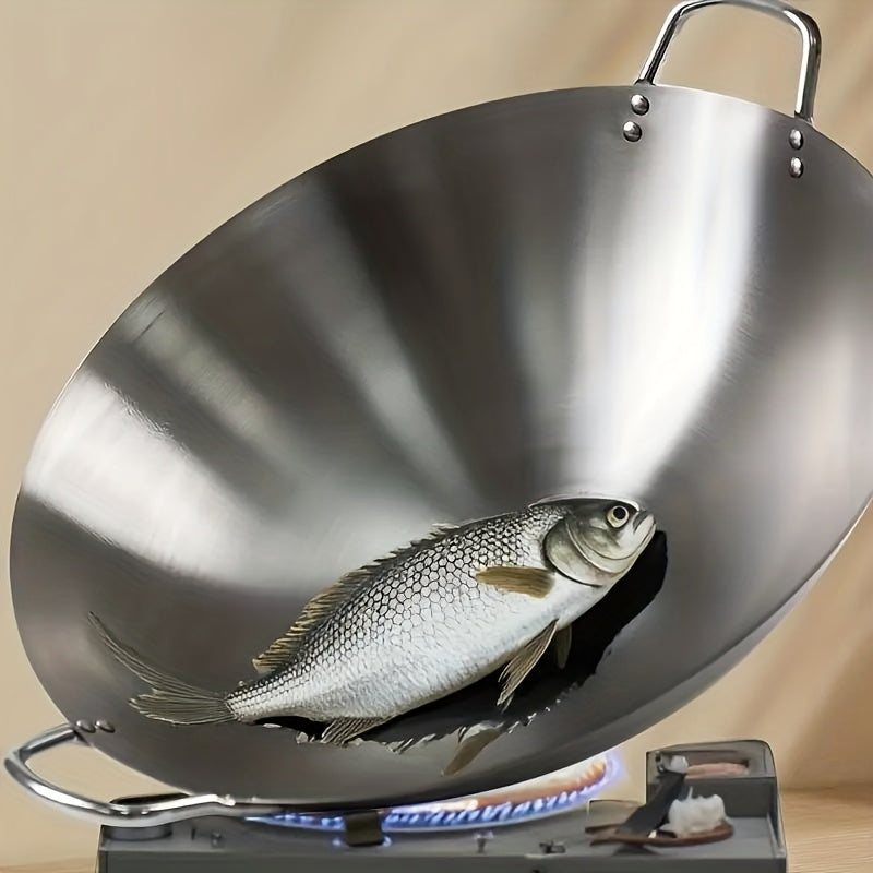 Heavy-Duty Stainless Steel Wok – Non-Stick Stir-Fry Pan with Ergonomic Handle | Gas, Induction & Electric Compatible | Multiple Sizes | Easy to Clean