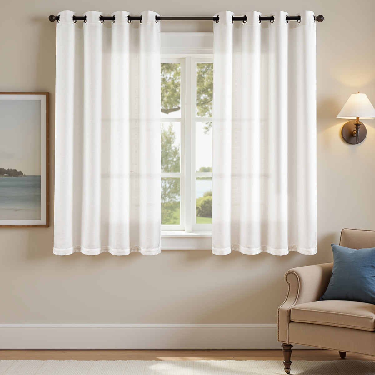 100% Blackout Curtains - 4 Panel Set, Boho Rustic Textured Grommet Drapes for Living Room & Bedroom, Privacy & Room Darkening, 4 Colors