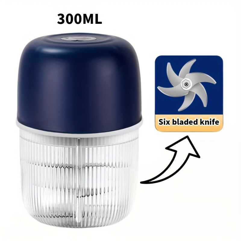 USB Rechargeable Electric Garlic Chopper Mini Portable Food Chopper 6-Blade – Chop Garlic, Ginger, Onion, Chili, Fruits & Meat with One Press | 800mAh Battery