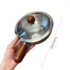 304 Stainless Steel Uncoated Small Frying Pan with Walnut Handle – Physical Non-Stick, Healthy & Durable | Uniform Heat | Easy to Clean | Breakfast, Salad & Dessert