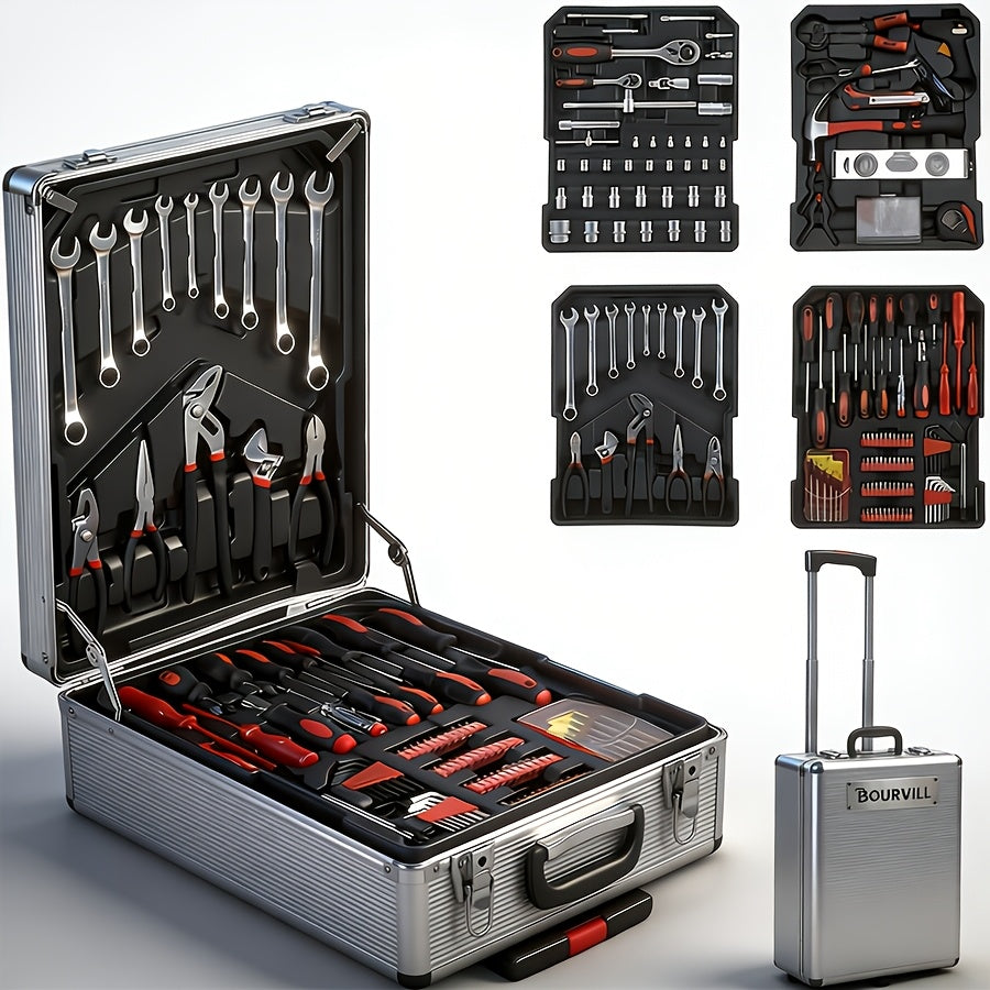 52-Piece Professional Tool Set Toolbox – Multi-Function Portable Home & Car Repair Kit for Enthusiasts and Professionals, Gift for Men, White Black Red