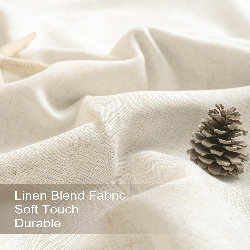 Linen Blackout Curtains 2 Panels – 100% Light Blocking Farmhouse Thermal Insulated Drapes, Rod Pocket Back Tab Ring Clips, Machine Washable, Living Room Bedroom, 9 Colors Multiple Sizes