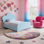 Tie Dye Round Area Rug Soft Plush Shaggy Circle Floor Mat Non-Slip for Living Room Bedroom Dorm – Boho Rainbow & Solid Colors 4x4 5x5 6x6 7x7 8x8 Ft | Home Decor Aesthetic