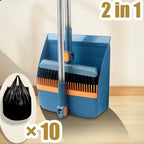 3-in-1 Broom, Dustpan & Floor Brush Combo Set with Trash Bag Roll – Compact Household Cleaning Kit for Kitchen, Bathroom, Living Room, Patio & Outdoor Use, White
