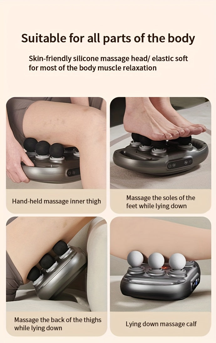 Fascia Gun Deep Tissue Percussion Massager with 9 High-Frequency Modes & Multiple Massage Heads, USB Rechargeable 2000mAh, Targets Legs, Waist, Back & Hips, Fitness Recovery Gift for Men & Women