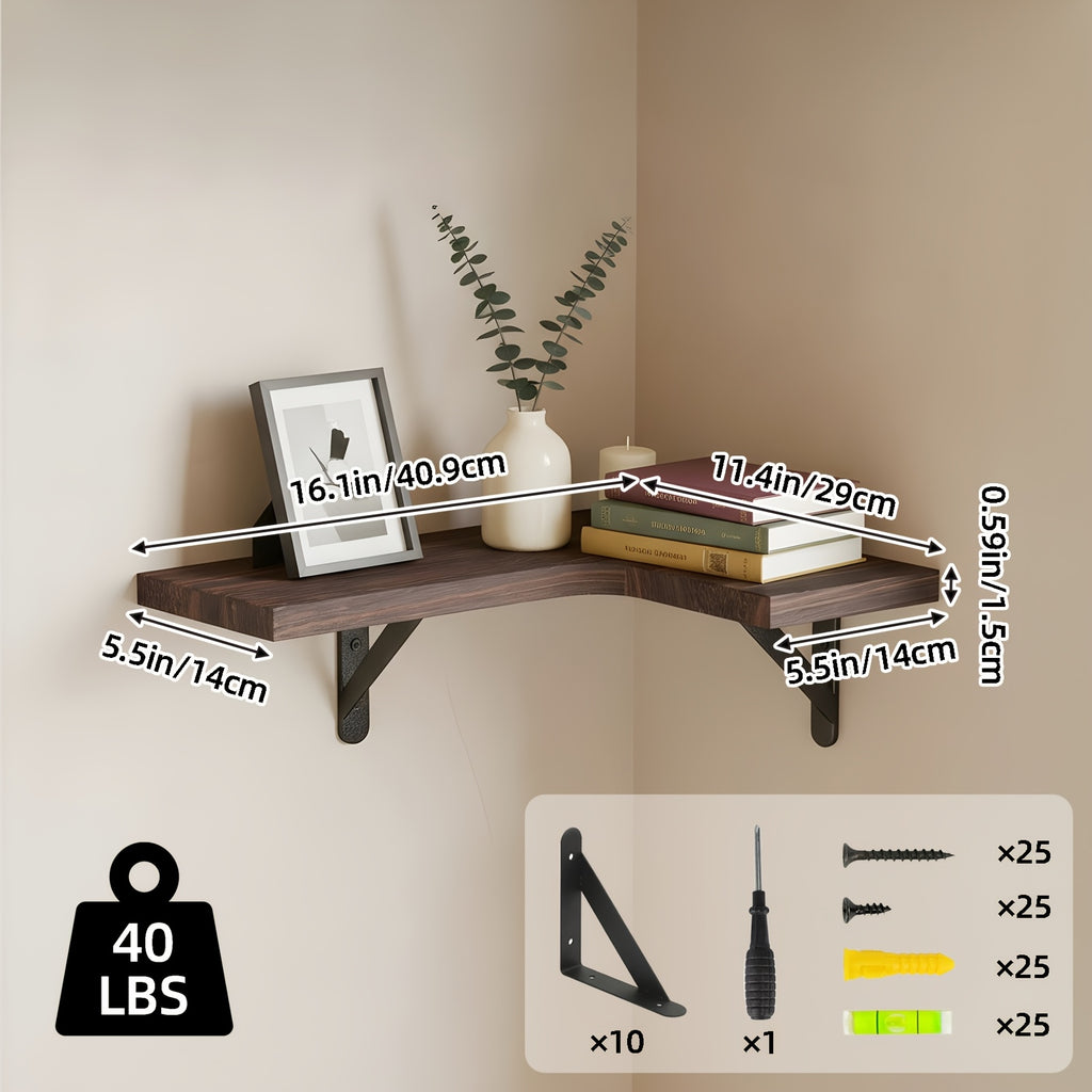 Corner Floating Wall Shelves 5 or 6-Pack – Rustic Heavy Duty Wall Mounted Corner Shelf Set for Bedroom, Living Room, Bathroom, Kitchen & Office Decor, Multiple Colors Available