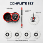 Spin Mop and Bucket Set with Wringer 360°, 4 Microfiber Mop Heads Included, Spinning Mop Bucket System for Bathroom Kitchen Bedroom Living Room Floor Cleaning