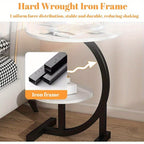 Marble Pattern Wrought Iron Side Table Modern Minimalist Sofa End Table for Living Room Bedroom Small Space