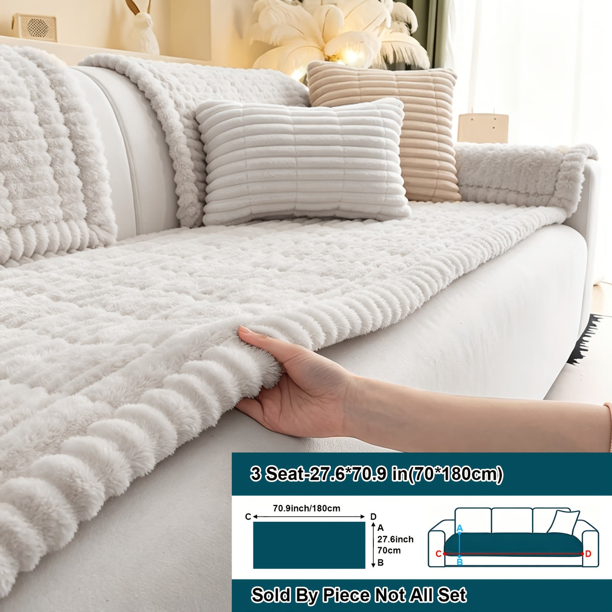 Soft Quilted Thick Sofa Cover Bohemian Style – Removable Machine Washable Pet-Friendly Sofa Protector for 1/2/3/4 Seater Split Sofa, All-Season Couch Cover for Living Room, Bedroom & Office