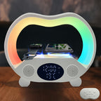 RGB Night Light 6 in 1 Wireless Speaker Alarm Clock Wireless Charging Phone Watch Temperature Display Bedroom Teen Gift Halloween Christmas Decor Black White