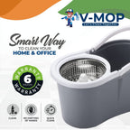 360° Spin Mop and Bucket Set with Wringer – Stainless Steel Extended Handle Spinning Mop Bucket System with 4 Microfiber Mop Refills for Hardwood Tile & Laminate Floor Cleaning