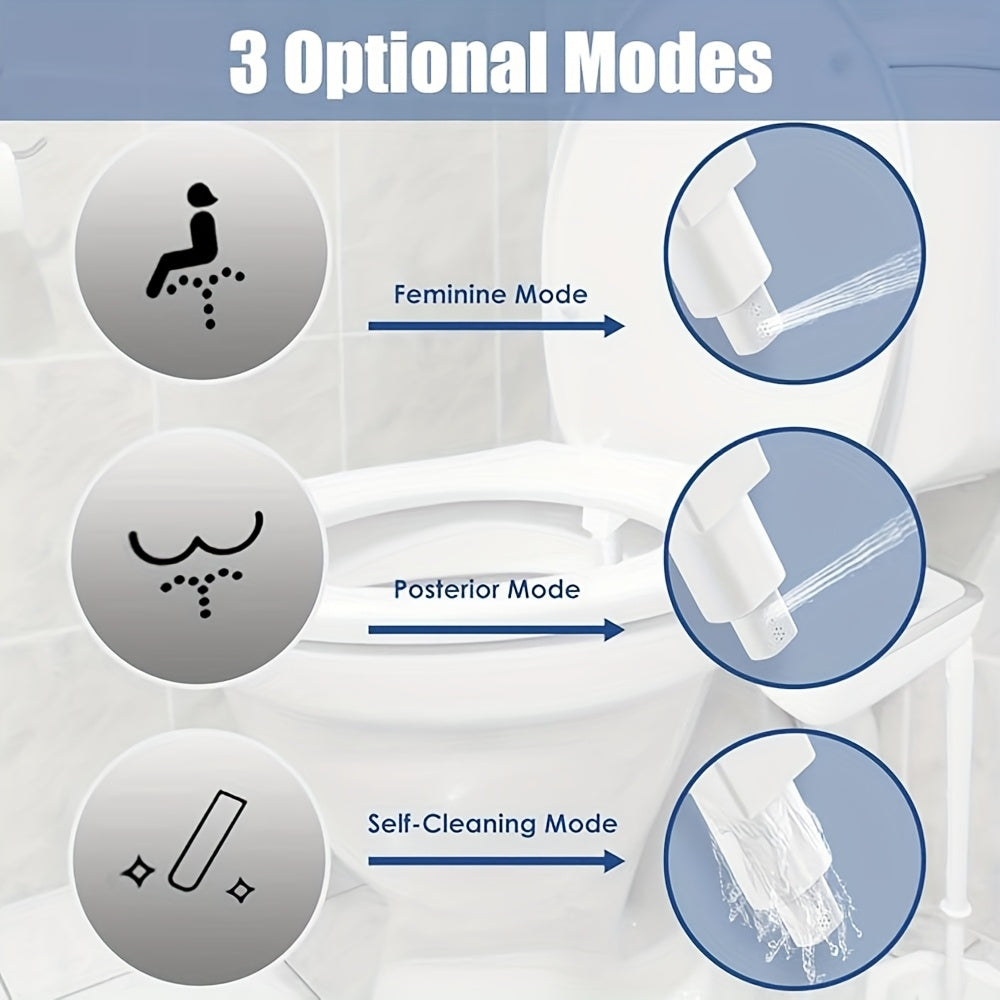 Bidet Attachment for Toilet Ultra-Slim Non-Electric Cold Water Sprayer Retractable Self-Cleaning Nozzle Adjustable Water Pressure Easy Install Fits Most Toilets