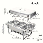 3-Compartment Buffet Food Warmer Chafing Dish Set with Water Tray, Cover & Baking Tray – Stainless Steel Party Server for Holidays, Birthdays & Catering Events
