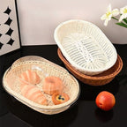 Oval Woven Rattan Bread Basket with Lid – Handcrafted Seagrass Food Basket for Serving, Storage & Display – Ideal for Bread, Fruit & Vegetables – Kitchen & Dining Decor, Tea & Beige