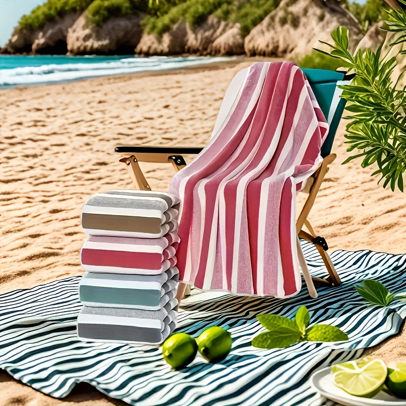 Classic Striped Bath Towel Set – 9 or 15 Piece No-Hair-Loss Super Absorbent Two-Color Towel Bundle | Large Bath Towels, Face Towels & Hand Towels for Bathroom & Beach