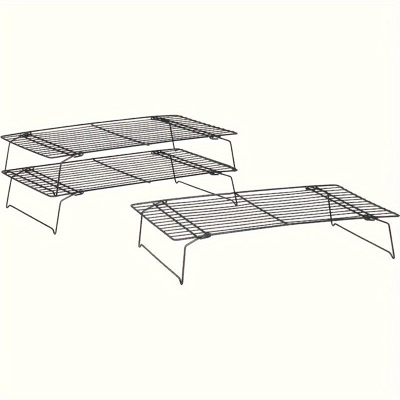 Collapsible Stackable Baking Cooling Racks Set of 3 – Space-Saving Foldable Wire Rack for Cookies, Cakes & Bread | Essential Kitchen Baking Tool