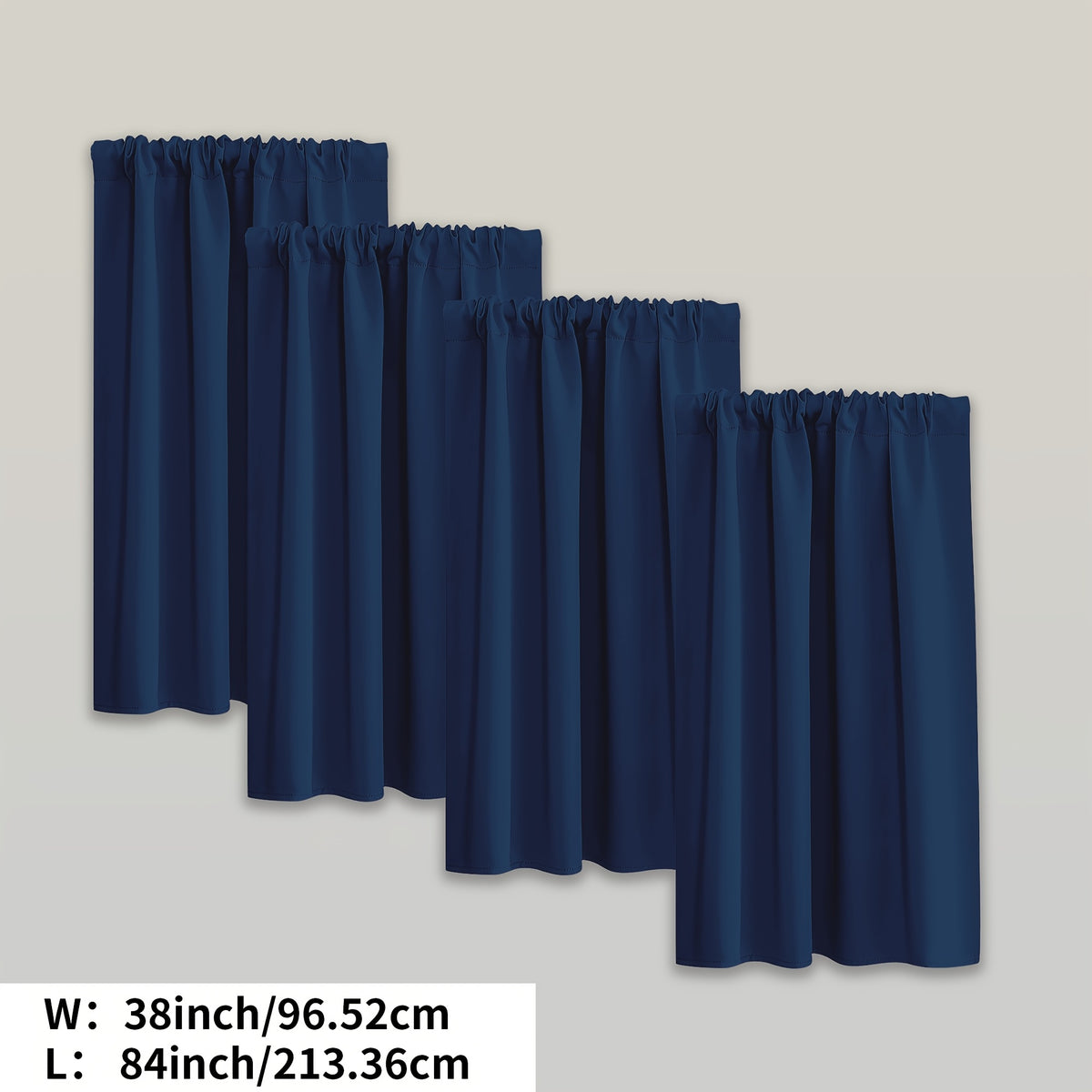 Blackout Curtains Rod Pocket 4 Panels - Thermal Insulated Room Darkening Noise Reducing Matte Drapes for Bedroom Living Room Office, 9 Colors 11 Sizes