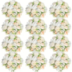 Artificial Peony Flowers 12 Bundles – Faux Peony & Hydrangea Bouquet for Wedding Table Centerpiece, Floral Vase Decor, Home & Party Flower Arrangements