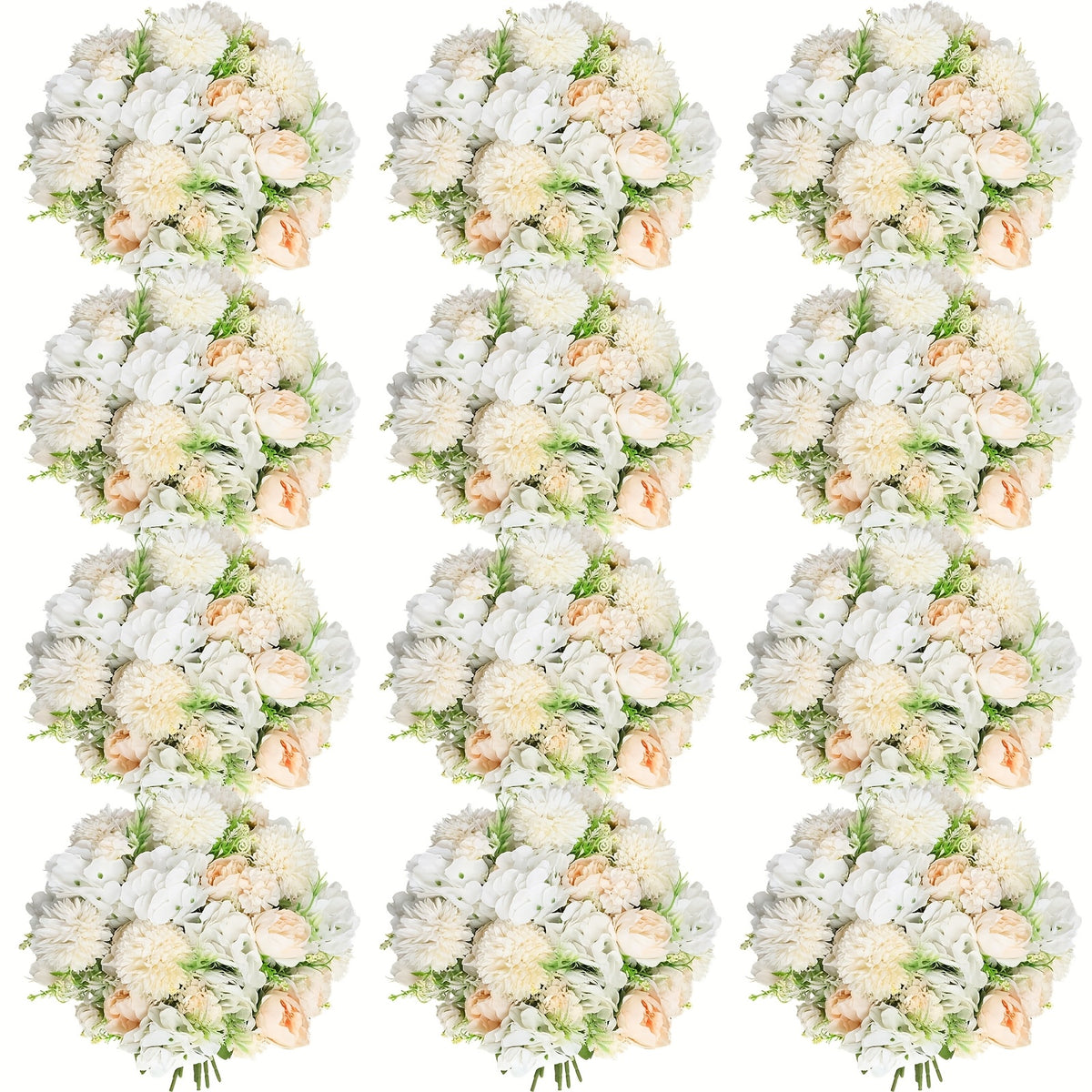 Artificial Peony Flowers 12 Bundles – Faux Peony & Hydrangea Bouquet for Wedding Table Centerpiece, Floral Vase Decor, Home & Party Flower Arrangements