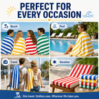 Oversized Striped Beach Towels 2 or 4pcs – Ultra-Soft Quick-Dry Sand-Free Vacation Design | Multiple Colors | Great for Beach, Swim, Travel, Yoga, Camping & Bath