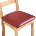 Waterproof Faux Leather Dining Chair Seat Covers 4/6 Pack – Stretch PU Fabric Removable Washable Chair Cushion Slipcovers for Dining Room Kitchen Hotel Home Decor, Hook & Loop Closure